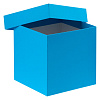 Коробка Cube, M, голубая с нанесением логотипа