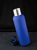 Термобутылка Sherp, синяя с нанесением логотипа