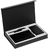 Коробка Silk с ложементом под ежедневник 10x16 см, аккумулятор и ручку, черная с нанесением логотипа