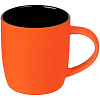 Кружка Surprise Touch Black c покрытием софт-тач, оранжевая с нанесением логотипа