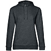 Толстовка с капюшоном женская Hoodie, серый меланж (антрацит) с нанесением логотипа