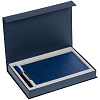 Коробка Silk с ложементом под ежедневник 13x21 см и ручку, синяя с нанесением логотипа