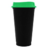 Стакан с крышкой Color Cap Black, черный с зеленым с нанесением логотипа