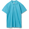 Рубашка поло мужская SUMMER 170, бирюзовая с нанесением логотипа