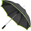 Зонт-трость Highlight, черный с зеленым с нанесением логотипа
