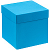 Коробка Cube, S, голубая с нанесением логотипа