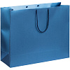 Пакет бумажный «Блеск», большой, синий с нанесением логотипа