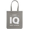 Холщовая сумка «Размер IQ», серая с нанесением логотипа