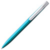 Ручка шариковая Pin Silver, голубой металлик с нанесением логотипа