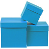 Коробка Cube, M, голубая с нанесением логотипа