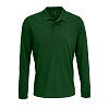 Рубашка поло с длинным рукавом Prime LSL, темно-зеленая с нанесением логотипа