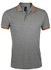 Рубашка поло мужская PASADENA MEN 200 с контрастной отделкой, серый меланж c оранжевым с нанесением логотипа