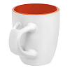 Кофейная кружка Pairy с ложкой, оранжевая с красной с нанесением логотипа