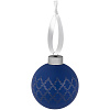 Елочный шар King с лентой, 8 см, синий с нанесением логотипа