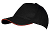 Бейсболка Long Beach, черная с красным с нанесением логотипа