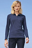 Рубашка поло женская с длинным рукавом PERFECT LSL WOMEN, темно-синяя с нанесением логотипа