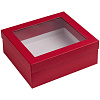 Коробка Teaser с окошком, красная с нанесением логотипа