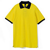 Рубашка поло Prince 190, желтая с темно-синим с нанесением логотипа