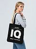 Холщовая сумка «Размер IQ», черная с нанесением логотипа