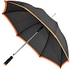 Зонт-трость Highlight, черный с оранжевым с нанесением логотипа