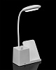 Лампа с органайзером и беспроводной зарядкой writeLight, белая с нанесением логотипа