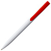 Ручка шариковая Pin, белая с красным с нанесением логотипа