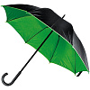 Зонт-трость Downtown, черный с зеленым с нанесением логотипа