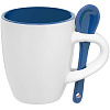 Кофейная кружка Pairy с ложкой, синяя с нанесением логотипа