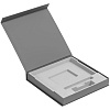 Коробка Memoria под ежедневник, аккумулятор и ручку, серая с нанесением логотипа