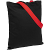 Холщовая сумка BrighTone, черная с красными ручками с нанесением логотипа