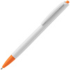 Ручка шариковая Tick, белая с оранжевым с нанесением логотипа