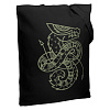 Холщовая сумка «Полинезийский дракон», черная с нанесением логотипа
