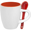 Кофейная кружка Pairy с ложкой, оранжевая с красной с нанесением логотипа