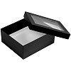 Коробка Teaser с окошком, черная с нанесением логотипа