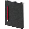 Ежедневник Magnet Chrome с ручкой, серый с красным с нанесением логотипа