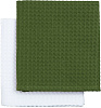 Набор кухонных полотенец Good Wipe, белый с зеленым с нанесением логотипа