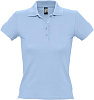 Рубашка поло женская PEOPLE 210, голубая с нанесением логотипа