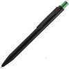 Ручка шариковая Chromatic, черная с зеленым с нанесением логотипа