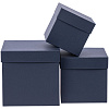 Коробка Cube, L, синяя с нанесением логотипа