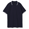 Рубашка поло мужская с контрастной отделкой PRACTICE 270, темно-синий/белый с нанесением логотипа