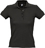Рубашка поло женская PEOPLE 210, черная с нанесением логотипа