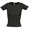 Футболка женская с круглым вырезом LADY 220 черная с нанесением логотипа