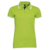 Рубашка поло женская PASADENA WOMEN 200 с контрастной отделкой, зеленый лайм с белым с нанесением логотипа
