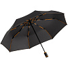 Зонт складной AOC Mini с цветными спицами, оранжевый с нанесением логотипа