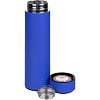 Смарт-бутылка с заменяемой батарейкой Long Therm Soft Touch, синяя с нанесением логотипа