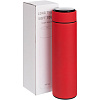 Смарт-бутылка с заменяемой батарейкой Long Therm Soft Touch, красная с нанесением логотипа
