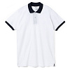 Рубашка поло Prince 190, белая с темно-синим с нанесением логотипа