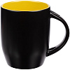 Кружка-хамелеон Melty с ложкой, черная с желтым с нанесением логотипа