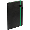 Ежедневник Ton Black, недатированный, черный с зеленым с нанесением логотипа