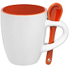 Кофейная кружка Pairy с ложкой, оранжевая с нанесением логотипа